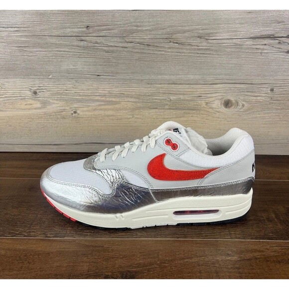 Nike Air Max 1 Premium SE Hot Sauce Mens Size 9Metallic Silver HF7746 100 - Picture 4 of 5